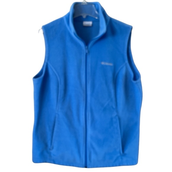 Columbia Jackets & Blazers - Columbia Fleece Zip Up Vest Zipper Front Pockets Sky Blue Size 1X Collared